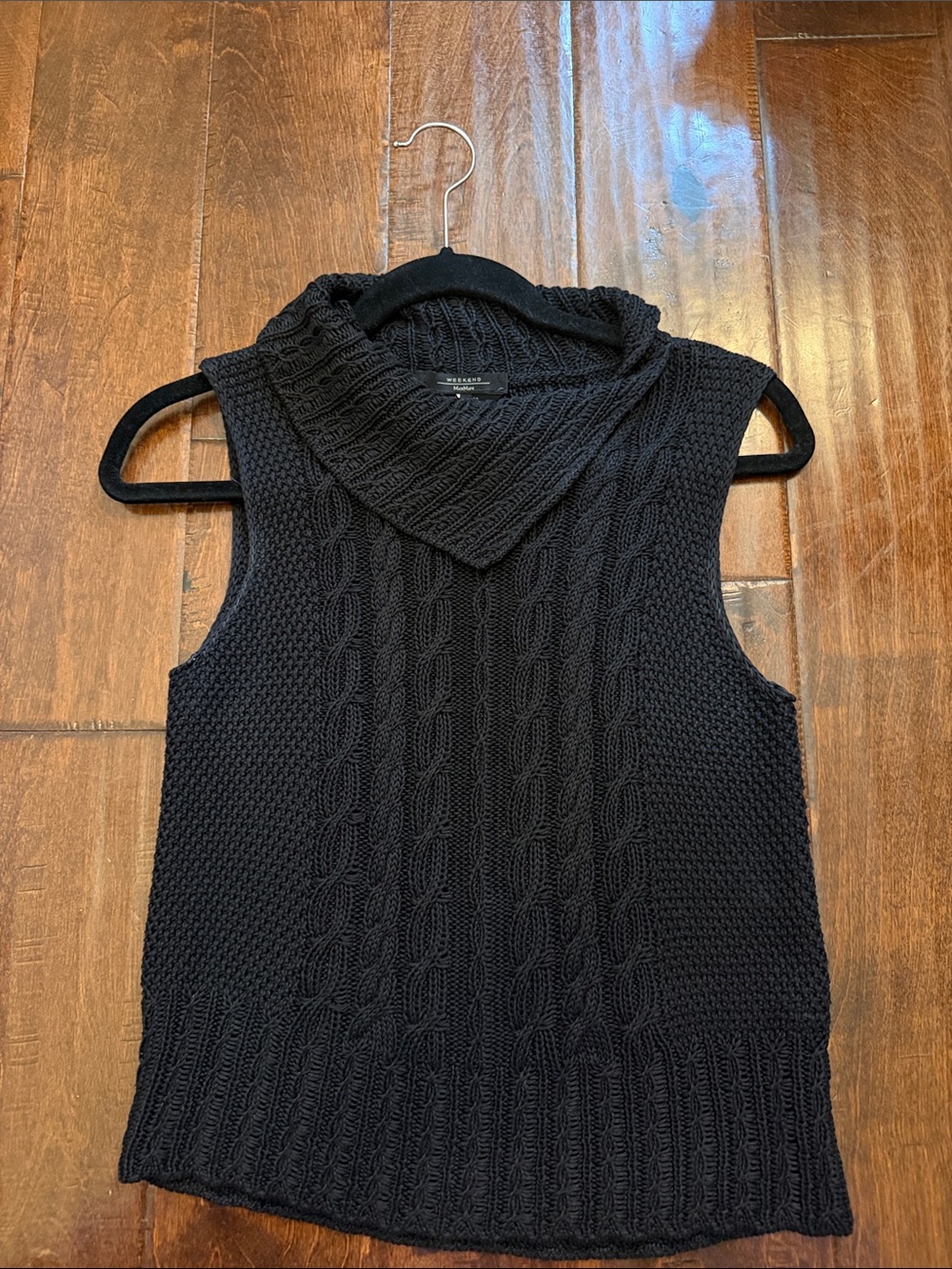Max Mara Weekend black cable knit sleeveless sweater